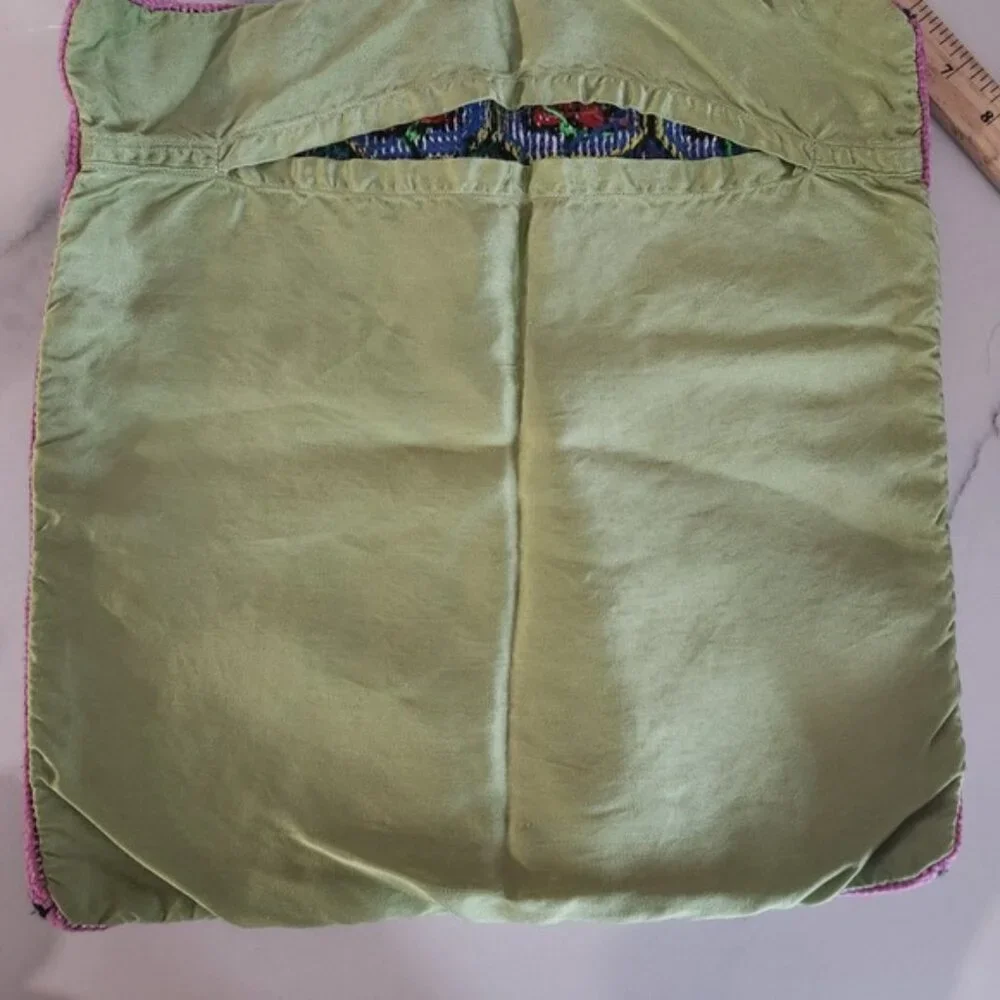 Vibrant Geometric Embroidered Pillow Cover Accent Cushion Case handmade vintage‎